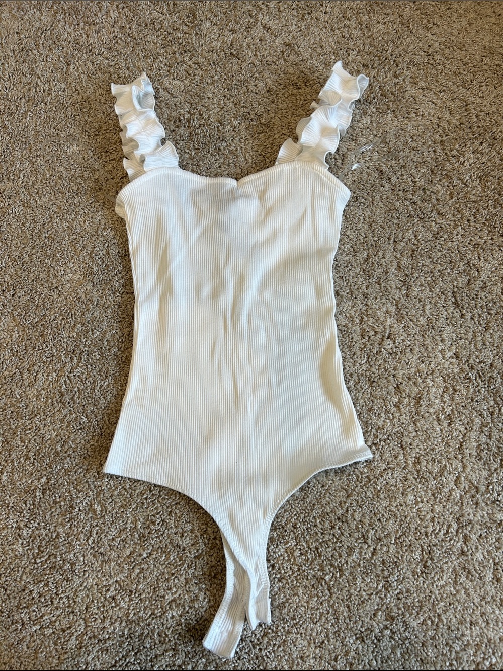 White Ruffled Strap Bodysuit